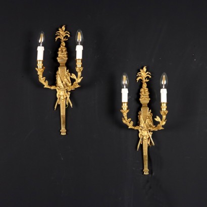 Paar Wandleuchte Neoklassizistischer Stil Antike Lampe