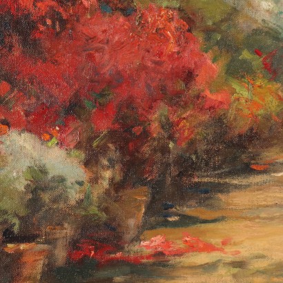 Painting by Giuseppe Rossi, Glimpse of a flower garden with azaleas,Giuseppe Rossi,Giuseppe Rossi,Giuseppe Rossi,Giuseppe Rossi