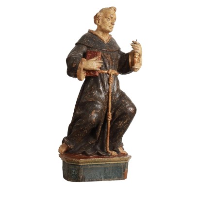 Heilige Pascal Baylon Skulptur aus Linde Italien XVII Jhd