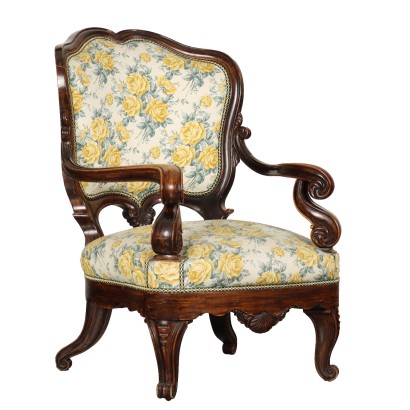Viktorianischer Sessel Stoff England des XIX Jhs