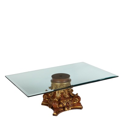 Tisch im Stil Vergoldetes Holz Glasplatte Italien XX Jhd