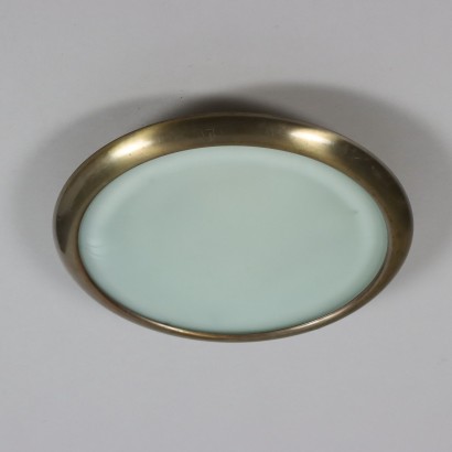 Vintage Deckenlampe der 50er-60er Jahre Aluminium Messing Glas