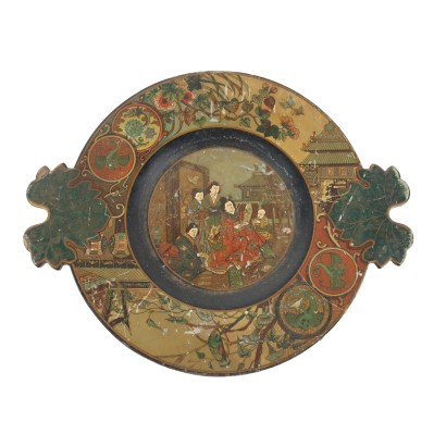 Tablett aus Pappmaché Asiatische Dekorationen England des XIX Jhs