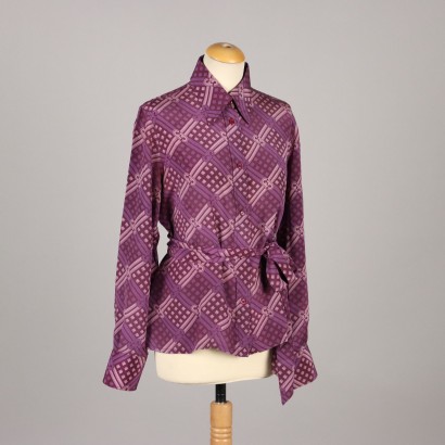 Vintage Ferragamo Hemd mit Schal Gr. 46 der 70er Jahre Seide