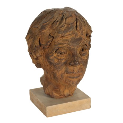 Zeitgenössische Skulptur A. Guzzardella Gesicht 1995 Terrakotta