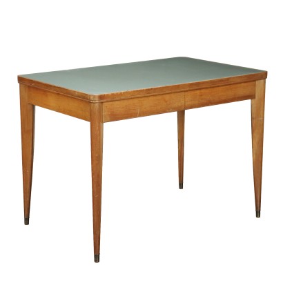 Vintage Tisch der 50er-60er Jahre Holz Messing Glas