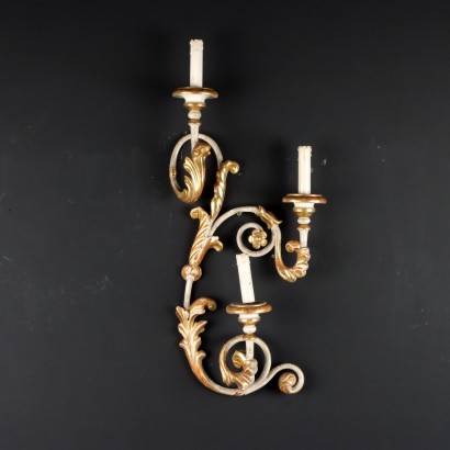 Barockstil Wandlampe aus Geschnitztem Holz Italien Mitte des XIX Jhs