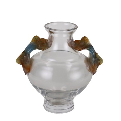 Vintage Daum Vase der 80er-90er Jahre Kristall und Gefärbigtes Glas