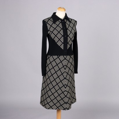Vintage Kleid von Lanvin Paris der 70er Jahre Wolle Druck