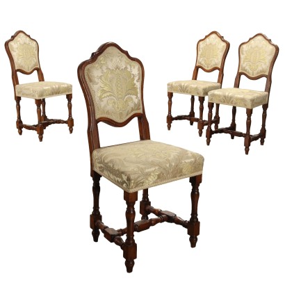 Gruppe aus 4 Alte Barocke Stühle Italien des XIX Jhs