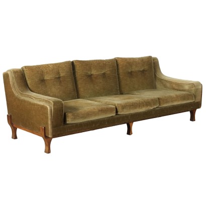 Vintage Sofa der 60er Jahre Holz Samtbezug Italien