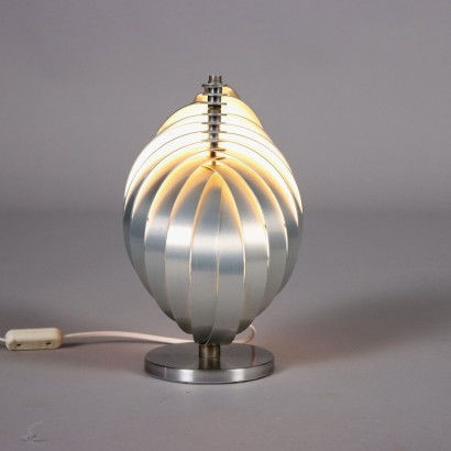 Vintage Tischlampe Moon H. Mathieu der 70er Jahre Aluminium