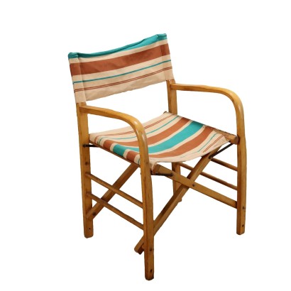 Vintage 1950s-60s Folding Chair Beech Fabric Italy