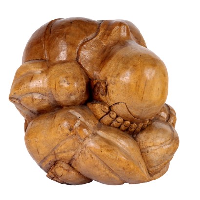 Antike Skulptur der Weinender Buddha Holz Osten XX Jhd