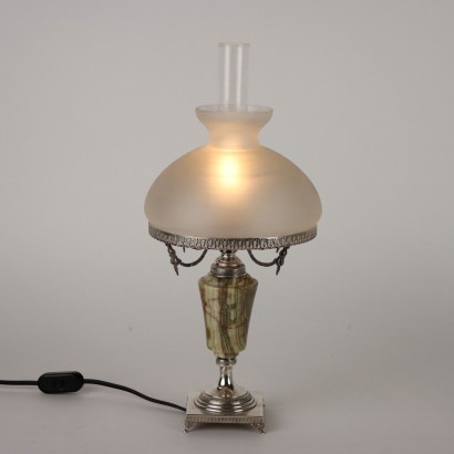 Vintage 1960s Table Lamp Silver Onyx Italy